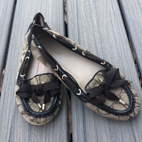 Coach Carisa Brown monogram patent flat loafer signature C pattern grosgrain - Picture 3 of 8